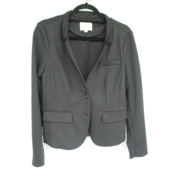 Ann Taylor Loft Black Blazer Jacket Womens Size Medium Business Casual Classic - Picture 1 of 16